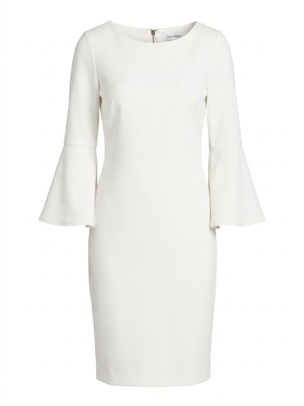 Calvin Klein women’s ivory white bell sleeve sheath dress